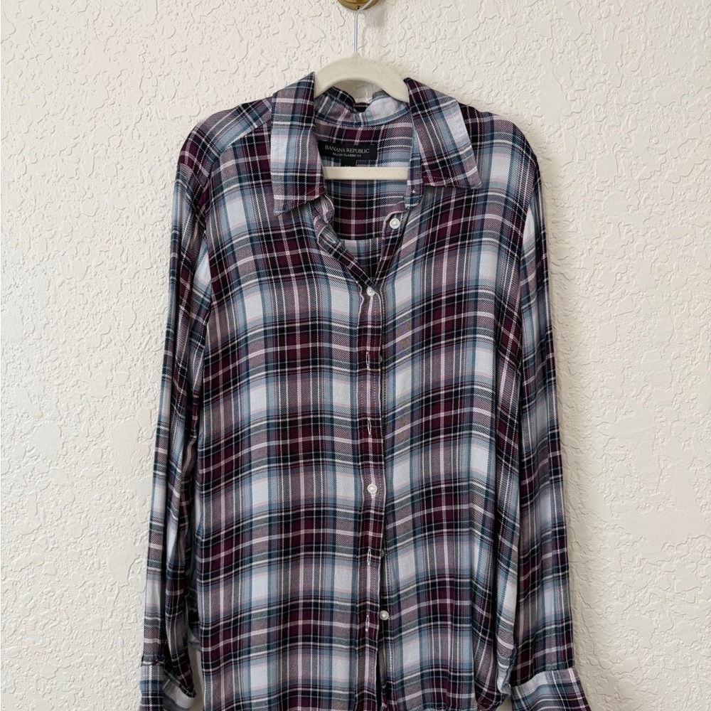 Banana Republic Plaid Blouse - Red, Blue, White